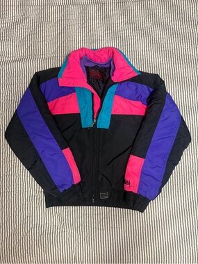 Vintage 90s Yamaha Colorblock Snowmobile Ski Jacket